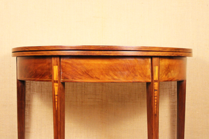 Federal Inlaid Mahogany Demilune Card Table c. 1800