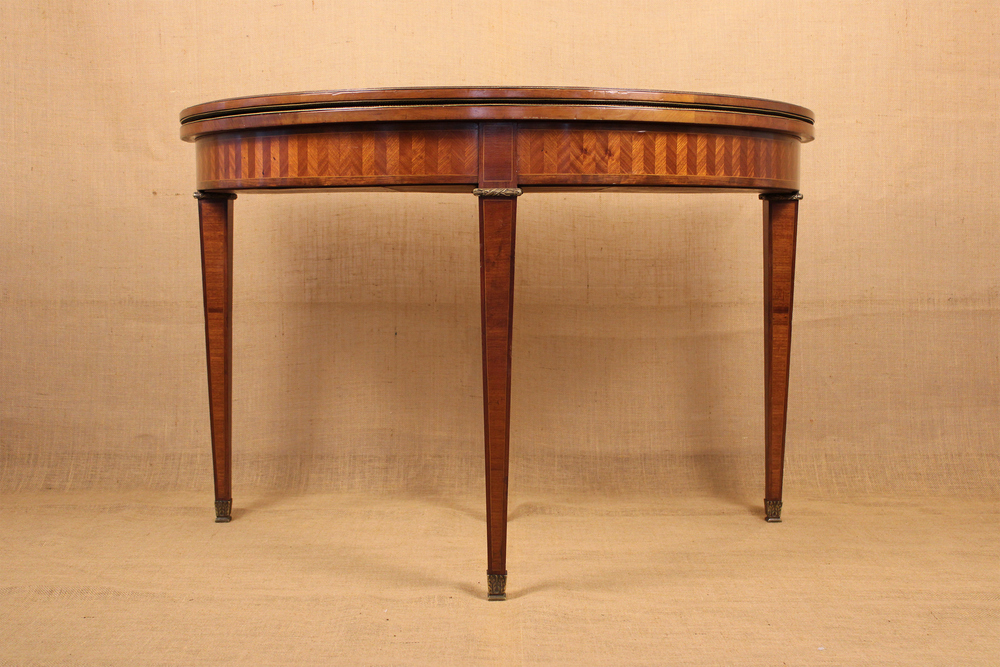 Louis XIV Style Fold-Over Demilune Table with Bronze Mounts