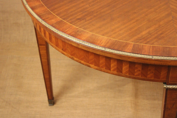 Louis XIV Style Fold-Over Demilune Table with Bronze Mounts