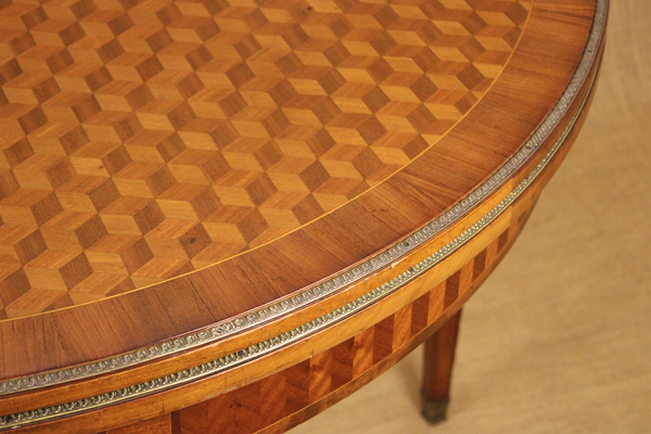 Louis XIV Style Fold-Over Demilune Table with Bronze Mounts