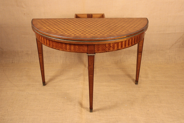 Louis XIV Style Fold-Over Demilune Table with Bronze Mounts