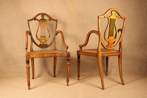Pair of George III Style Painted Satinwood Armchairs