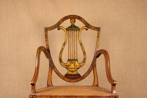 Pair of George III Style Painted Satinwood Armchairs