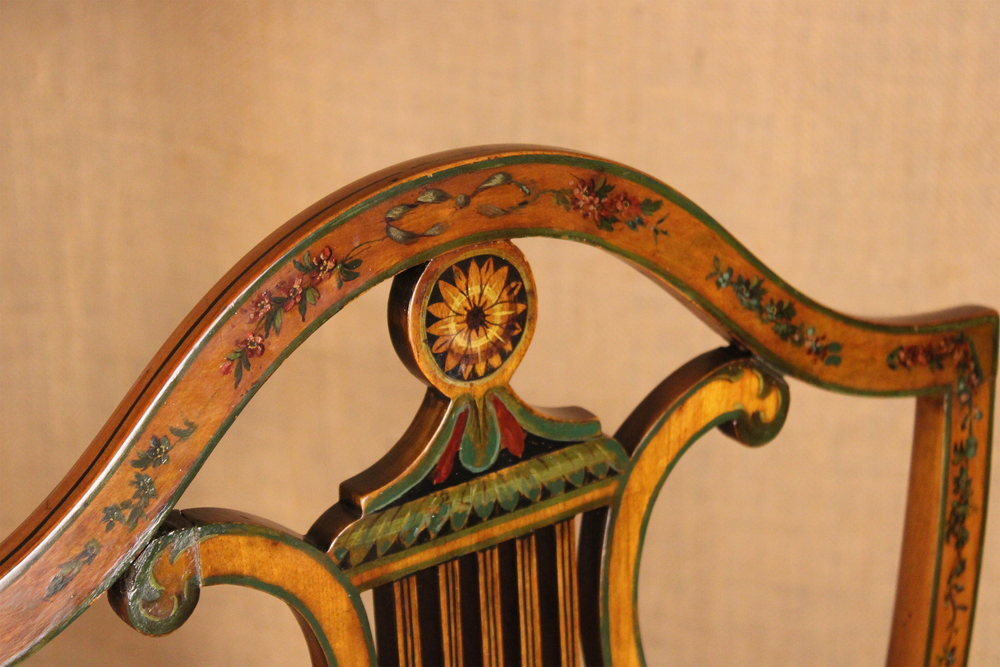 Pair of George III Style Painted Satinwood Armchairs