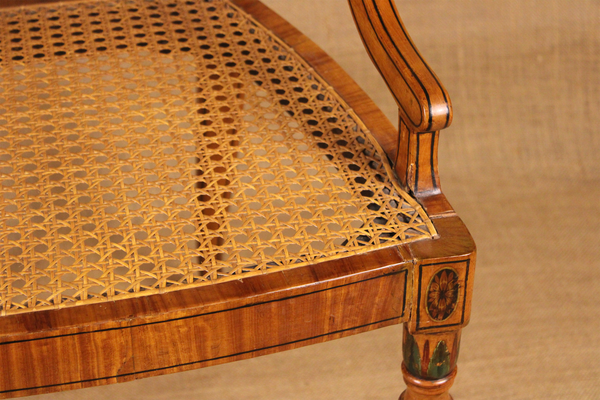 Pair of George III Style Painted Satinwood Armchairs