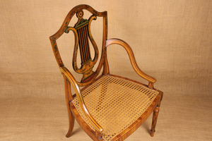 Pair of George III Style Painted Satinwood Armchairs