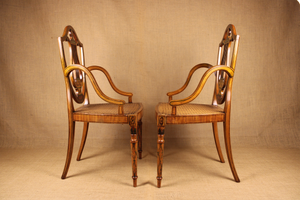 Pair of George III Style Painted Satinwood Armchairs