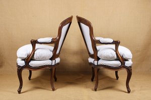 Pair of Italian Louis XV Walnut Fauteuils c. 1760