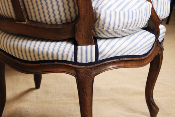 Pair of Italian Louis XV Walnut Fauteuils c. 1760
