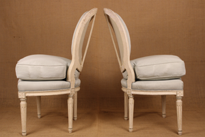 Pair of Painted French Louis XVI Style Side Chairs 19th C.
