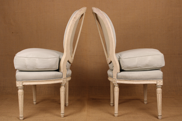 Pair of Painted French Louis XVI Style Side Chairs 19th C.