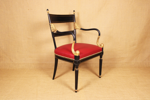 Regency Style Parcel Gilt Black Painted Armchair