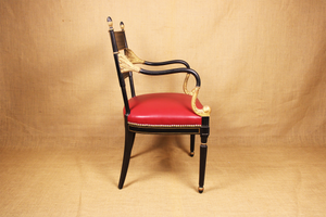 Regency Style Parcel Gilt Black Painted Armchair