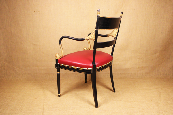 Regency Style Parcel Gilt Black Painted Armchair