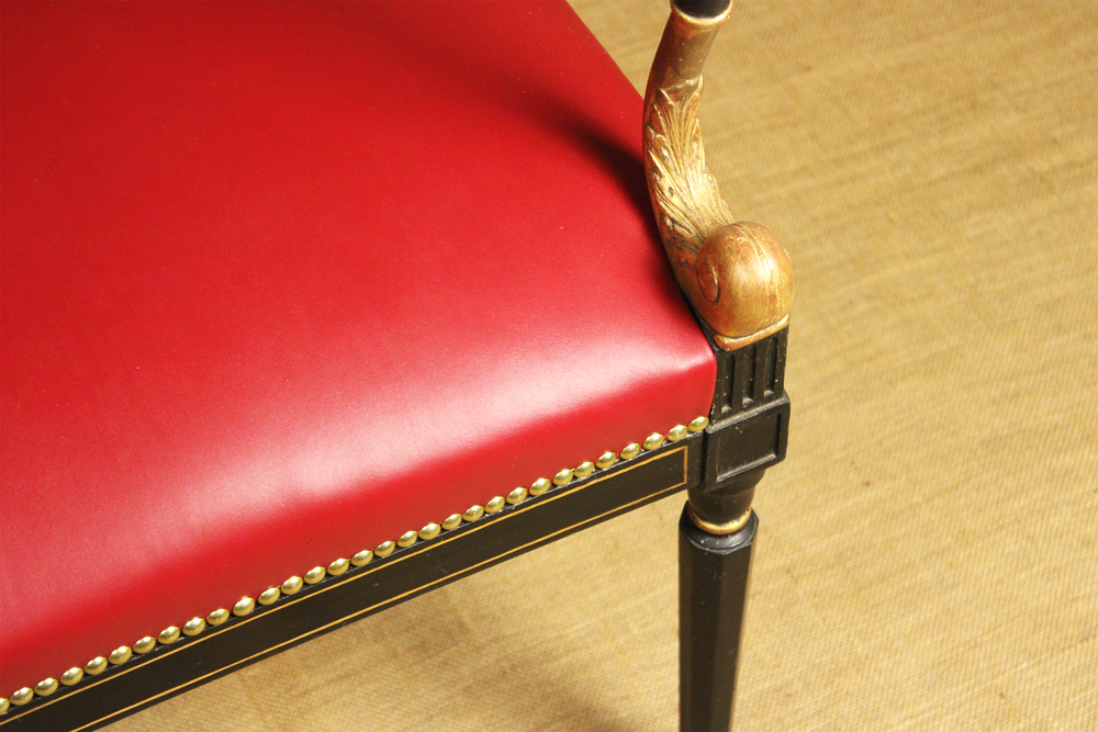 Regency Style Parcel Gilt Black Painted Armchair