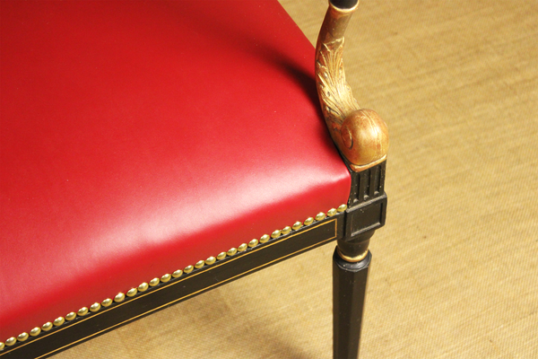 Regency Style Parcel Gilt Black Painted Armchair