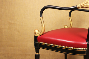 Regency Style Parcel Gilt Black Painted Armchair
