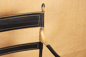 Regency Style Parcel Gilt Black Painted Armchair