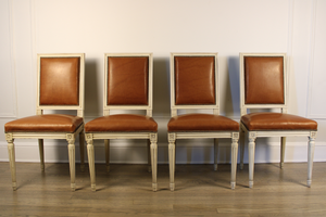 Set of Four French Painted Louis XVI Style Side Chairs c. 1940