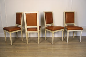 Set of Four French Painted Louis XVI Style Side Chairs c. 1940